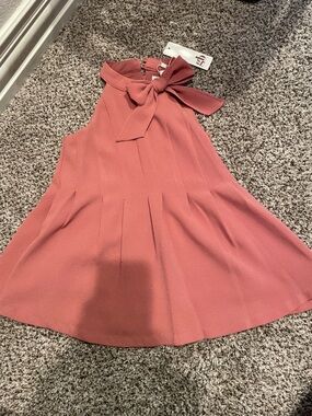 Pink high neck little girls dress